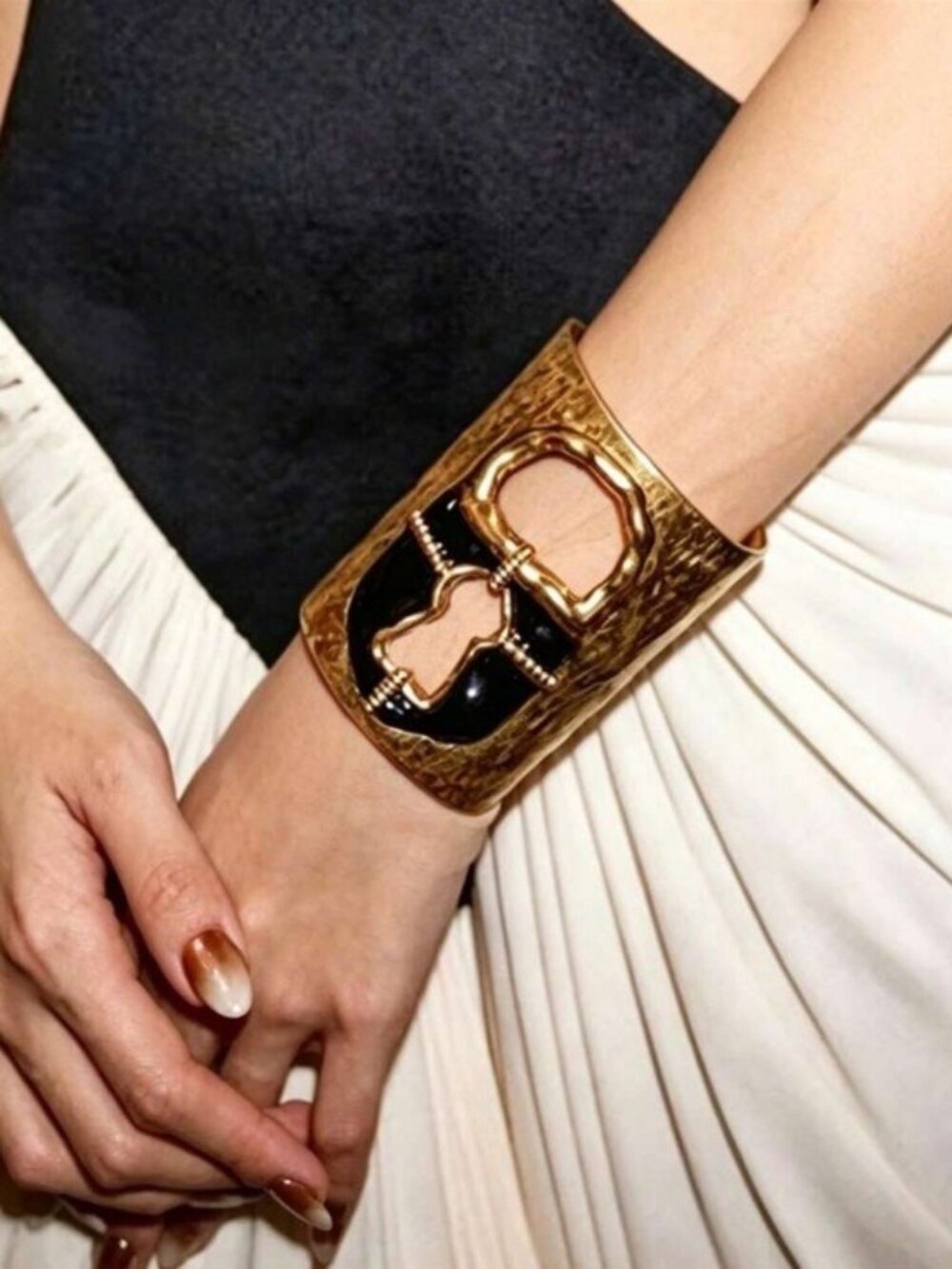Art Deco Gold & Black Cuff Bracelet